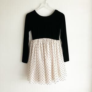 Gap Kids Velvet Tulle Long Sleeve Dress Girls XXL 14 Black Polka Dot Winter